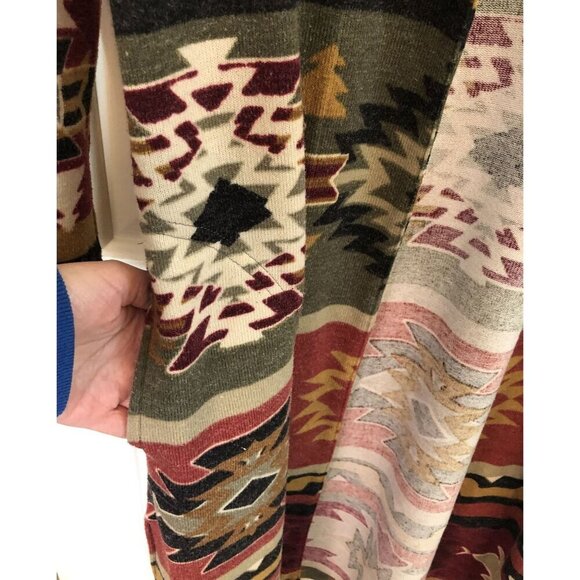 Ali Miles Aztec Duster Cardigan Women's Size Small Open Front Southwestern Retro - Picture 3 of 9